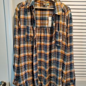 NWT Anthropologie plaid buttowndown sz 1X